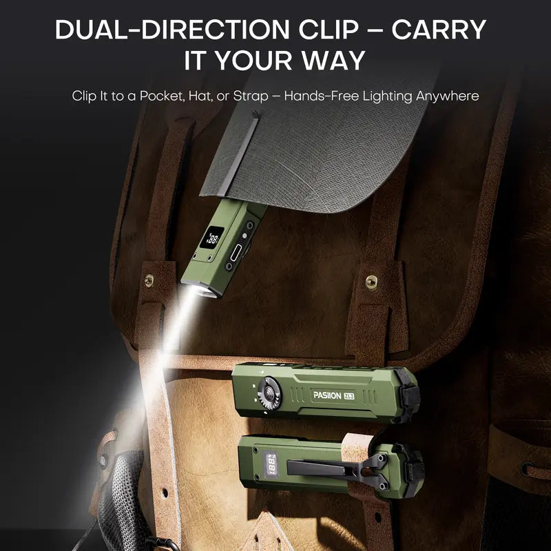 High-Lumen Rechargeable EDC Flashlight with UV Light - Portable Waterproof Pocket Torch for Outdoor Camping & Emergency