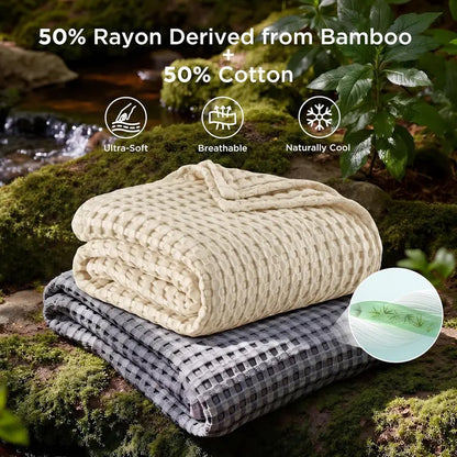 Bamboo Waffle Cooling Blanket | Rayon from Bamboo | Luxury Throw
