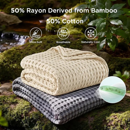 Bamboo Waffle Cooling Blanket | Rayon from Bamboo | Luxury Throw