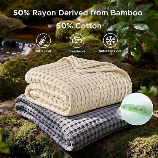 Bamboo Waffle Cooling Blanket | Rayon from Bamboo | Luxury Throw