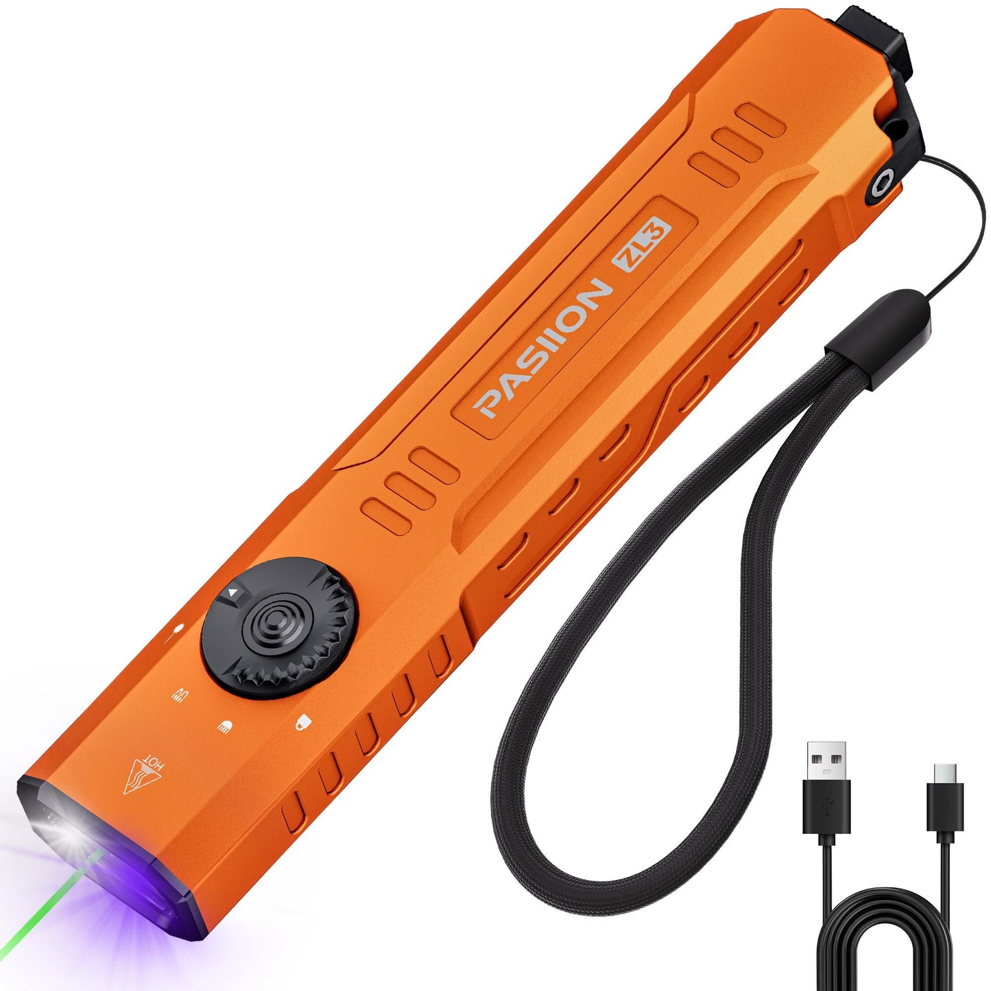 High-Lumen Rechargeable EDC Flashlight with UV Light - Portable Waterproof Pocket Torch for Outdoor Camping & Emergency
