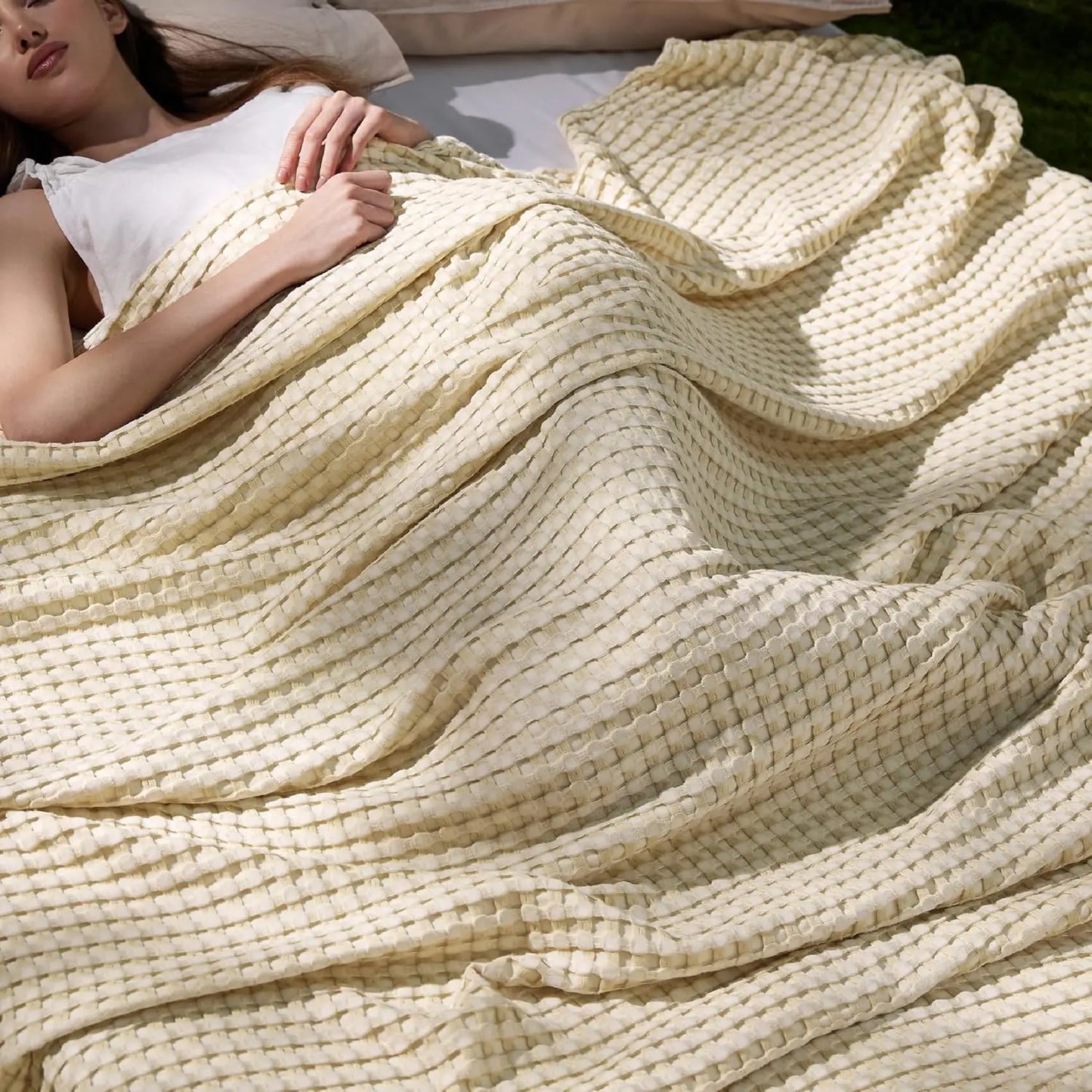 Bamboo Waffle Cooling Blanket | Rayon from Bamboo | Luxury Throw