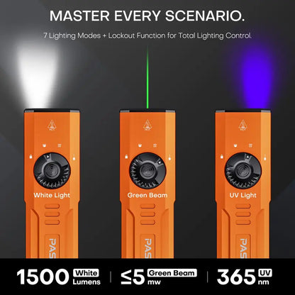 High-Lumen Rechargeable EDC Flashlight with UV Light - Portable Waterproof Pocket Torch for Outdoor Camping & Emergency